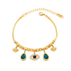 Chic evil eye charm stainless steel bracelet