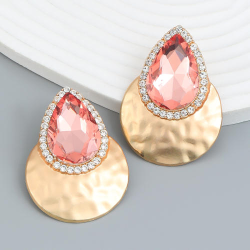 Elegant glass crystal statement geometric earrings