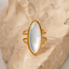 18KG oval stone stainless steel rings