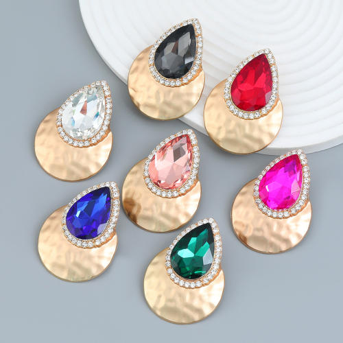 Elegant glass crystal statement geometric earrings