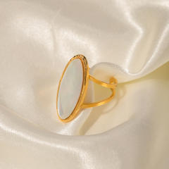 18KG oval stone stainless steel rings