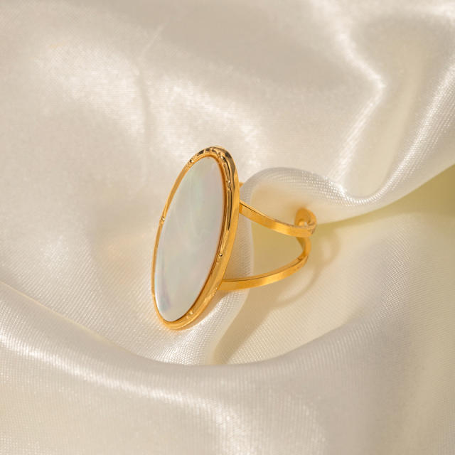 18KG oval stone stainless steel rings