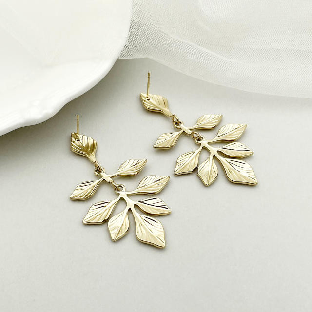 Personality leaf stainless steel earrings