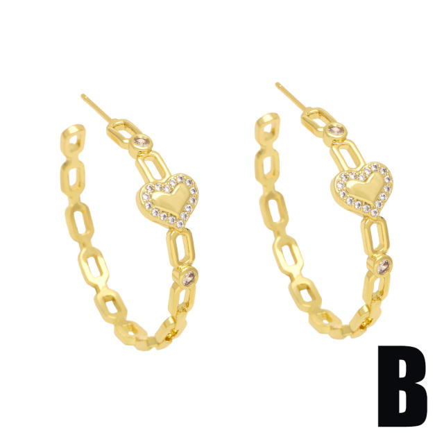 Personality gold plated copper hoop earrings