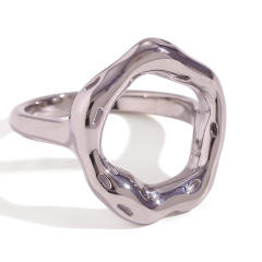 Concise geometric circle stainless steel rings