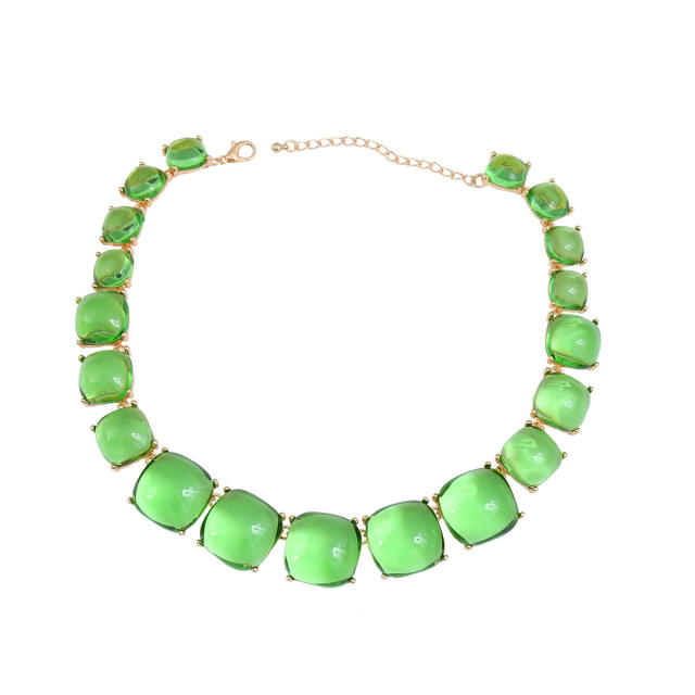 Boho color resin geometric necklace