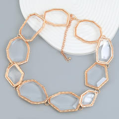 Hiphop color resin geometric alloy choker necklace