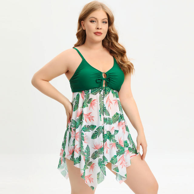 Plus size skirt two piece swimsuit