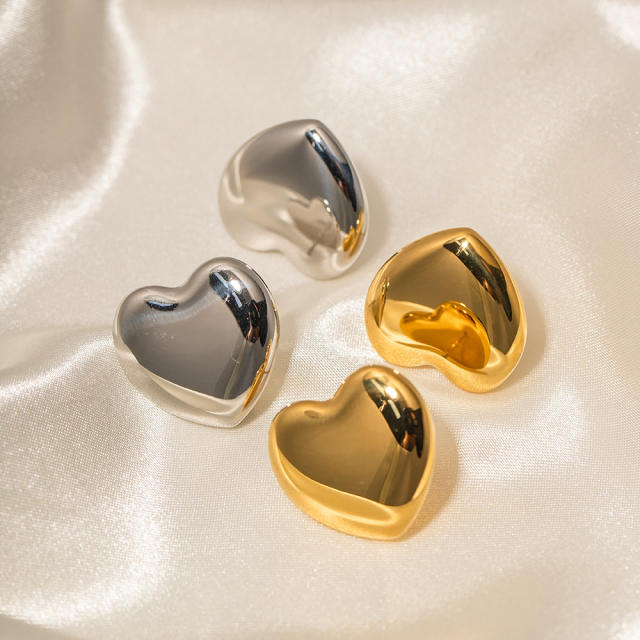 16KG heart chunky stainless steel earrings