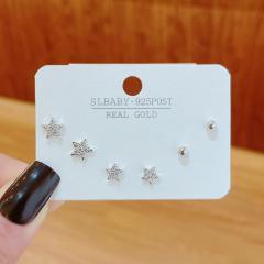 INS concise diamond star copper ear studs set