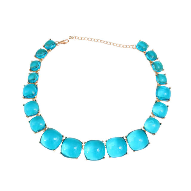 Boho color resin geometric necklace