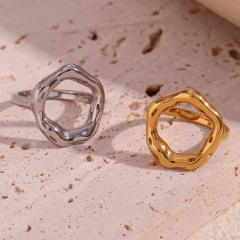 Concise geometric circle stainless steel rings