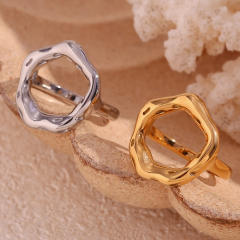 Concise geometric circle stainless steel rings