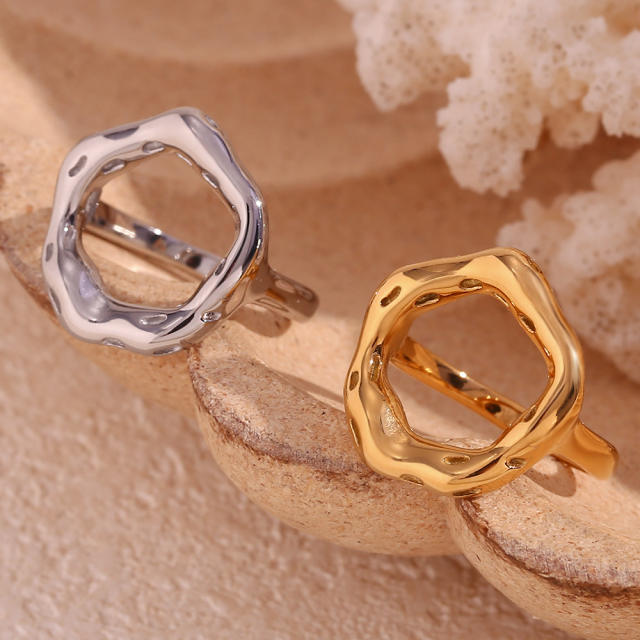 Concise geometric circle stainless steel rings