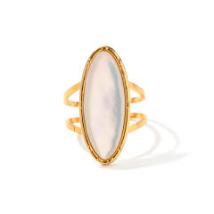 18KG oval stone stainless steel rings