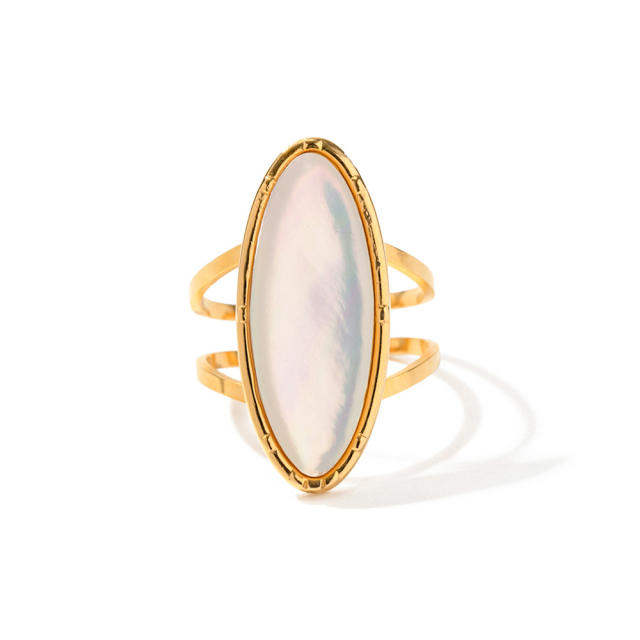 18KG oval stone stainless steel rings