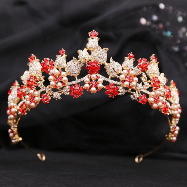 Luxury cubic zircon pearl bead crown