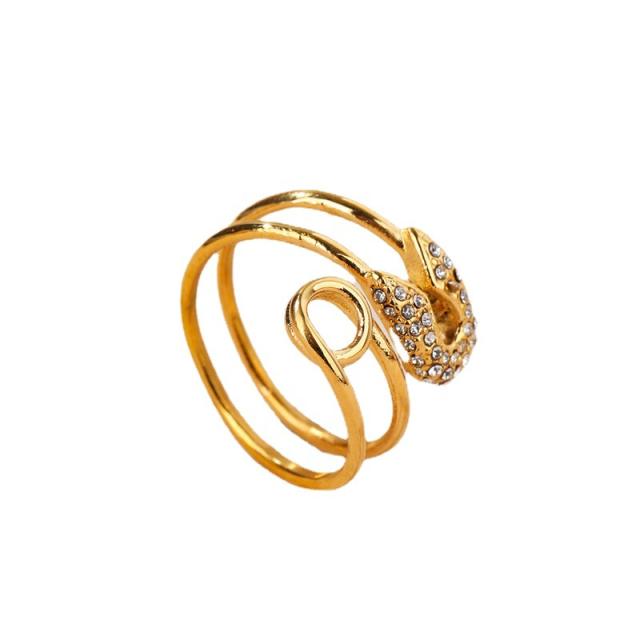 Delicate diamond paperclip stainless steel rings