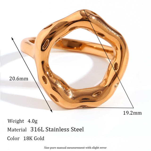 Concise geometric circle stainless steel rings