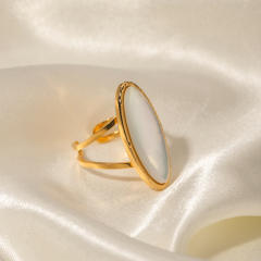 18KG oval stone stainless steel rings