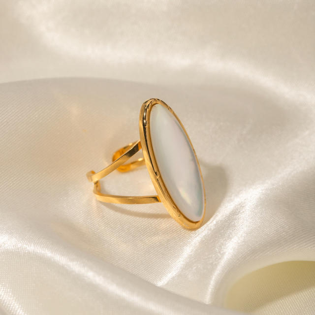 18KG oval stone stainless steel rings
