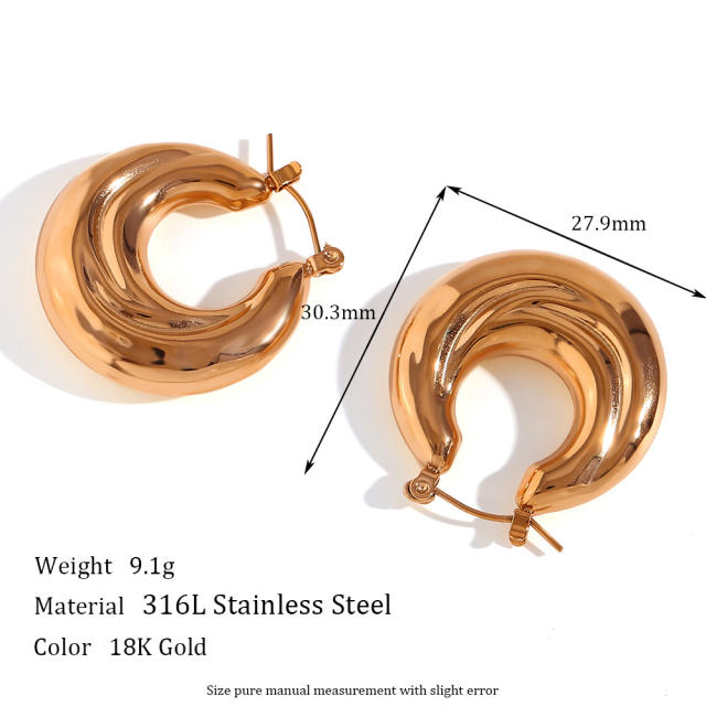 18KG stainless steel chunky earrings