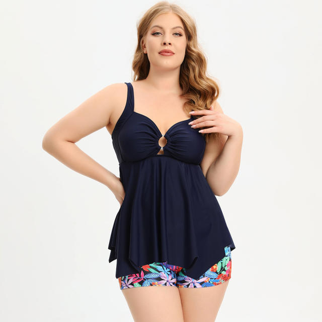 Plus size two piece floral swimsuit