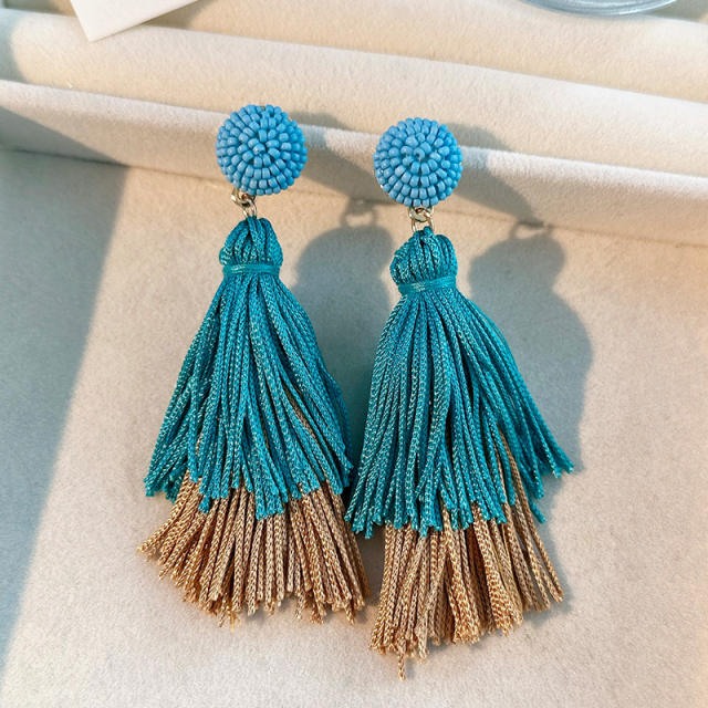 Boho color matching rope tassel earrings