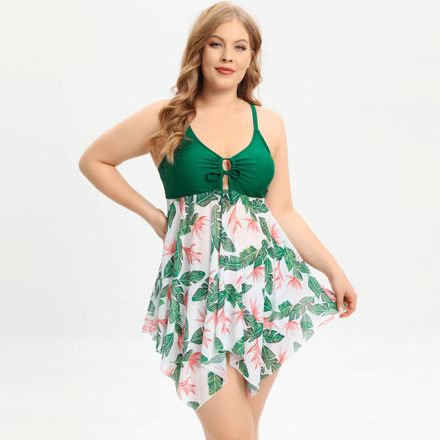 Plus size skirt two piece swimsuit