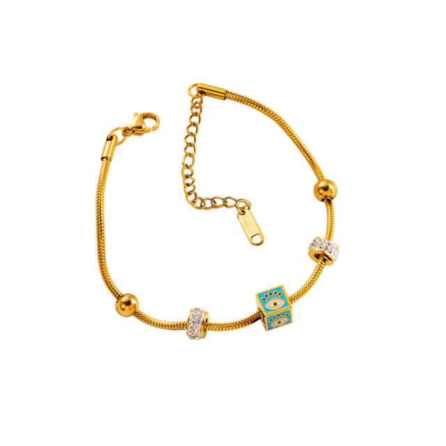 Creative vintage evil eye stainless steel chain bracelet