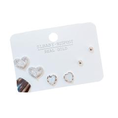 925 needle elegant opal stone heart copper earrings set