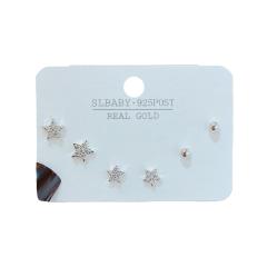 INS concise diamond star copper ear studs set