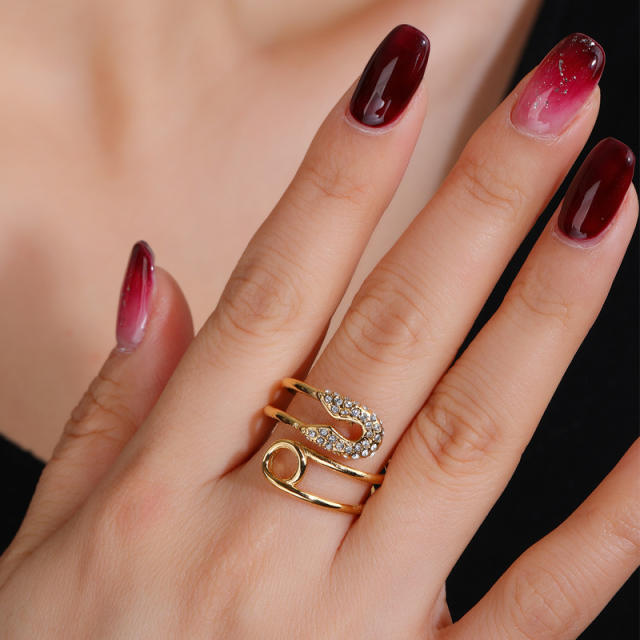 Delicate diamond paperclip stainless steel rings