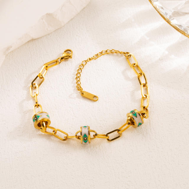 Creative vintage evil eye stainless steel chain bracelet