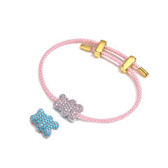 Pave setting cz funny bear pendant pearl copper necklace bracelet