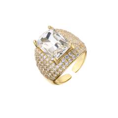 Luxury pave setting CZ chunky copper rings