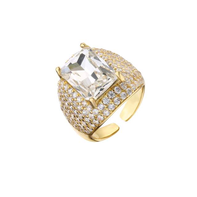 Luxury pave setting CZ chunky copper rings