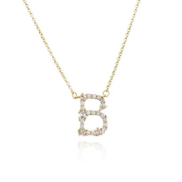 Delicate diamond initial copper necklace