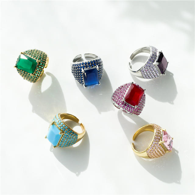 Luxury pave setting CZ chunky copper rings