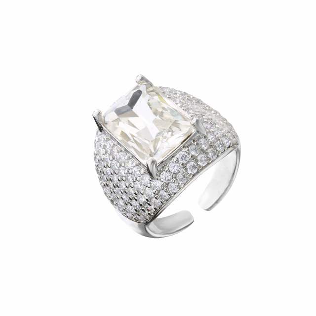 Luxury pave setting CZ chunky copper rings