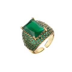 Luxury pave setting CZ chunky copper rings