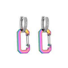 Y2K colorful gold plated paperclip copper huggie earrings