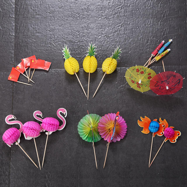 Creative color paper umbrella toppers