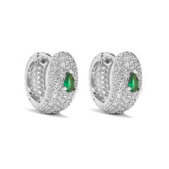 Luxury pave setting cz colorful heart copper rings earrings