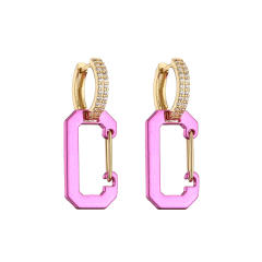 Y2K colorful gold plated paperclip copper huggie earrings