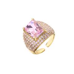 Luxury pave setting CZ chunky copper rings
