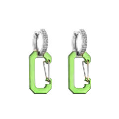 Y2K colorful gold plated paperclip copper huggie earrings