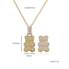 Pave setting cz funny bear pendant pearl copper necklace bracelet