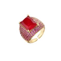 Luxury pave setting CZ chunky copper rings