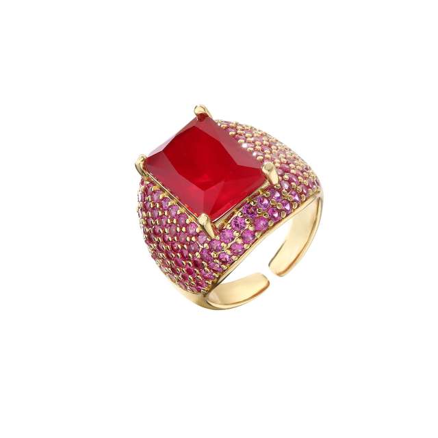 Luxury pave setting CZ chunky copper rings